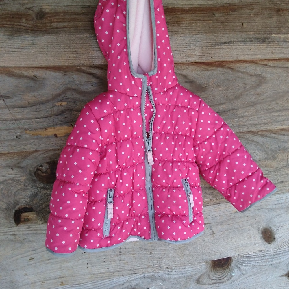 Carter's pink poka-dot coat 12 months